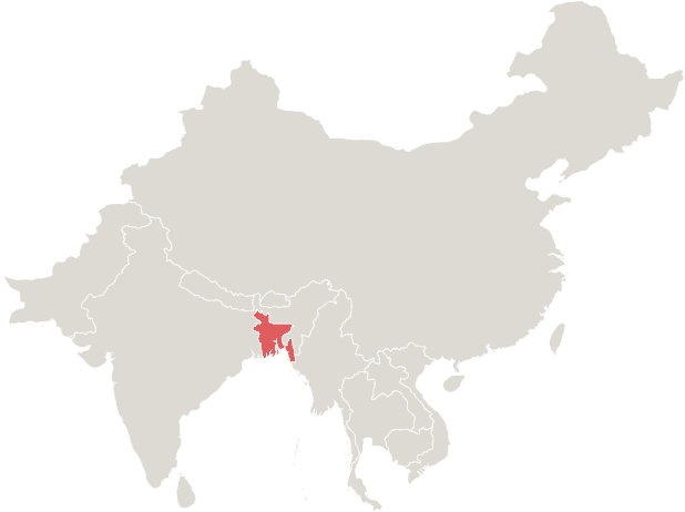 Bangladesh on Asia continent map