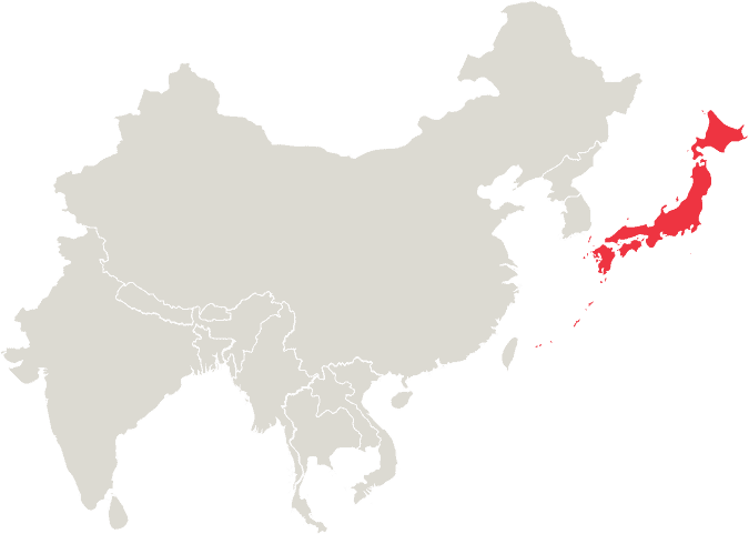 Japan on Asia continent map