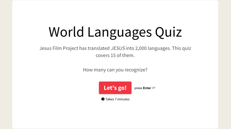 Jesus Film world language quiz