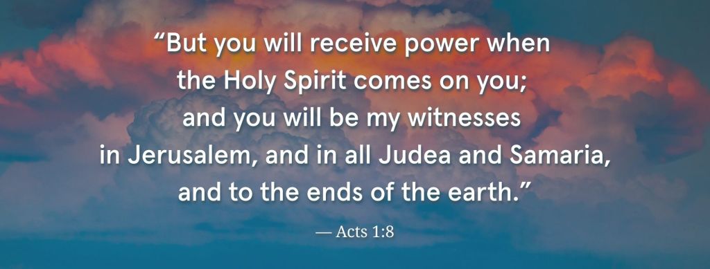 Image of colorful clouds with the verse Acts 1:8 over the top