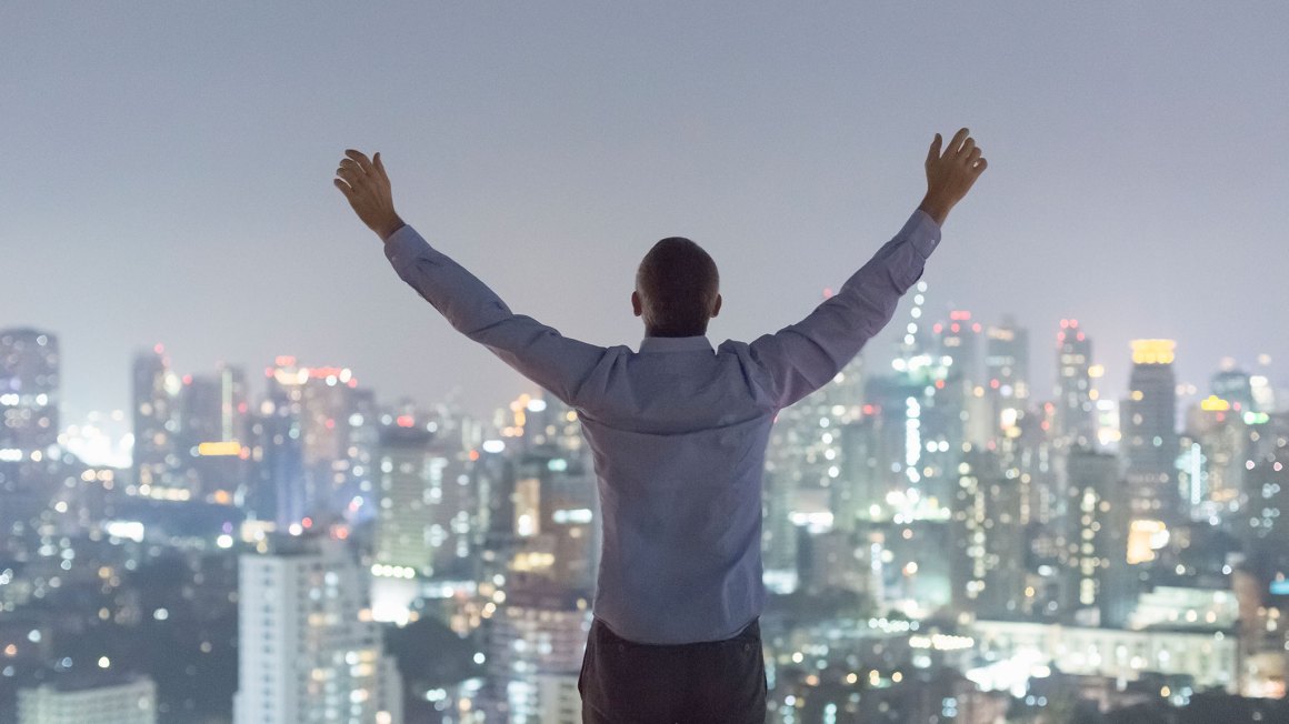 Man praying over city