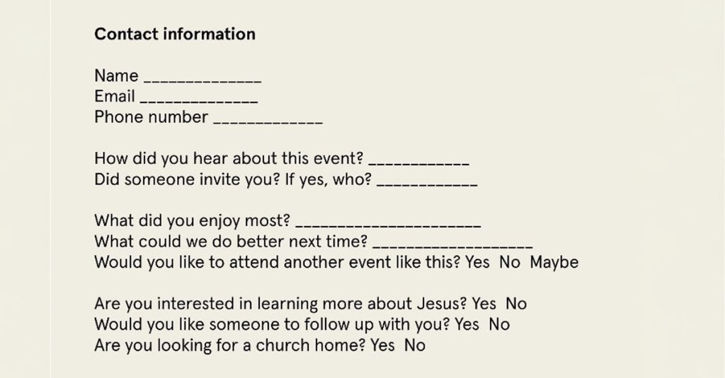 A comment card to download and print for evangelistic preaching