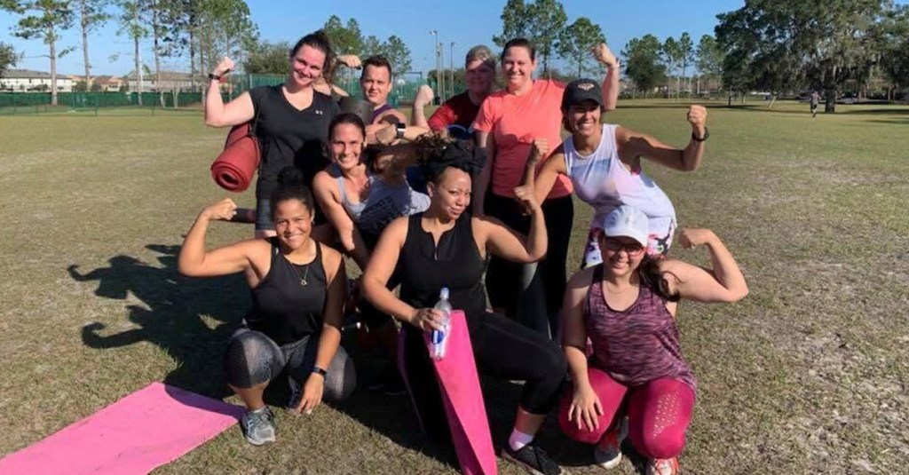 A group of friends showing off their muscles after a workout session. This is one place I can practice biblical evangelism.