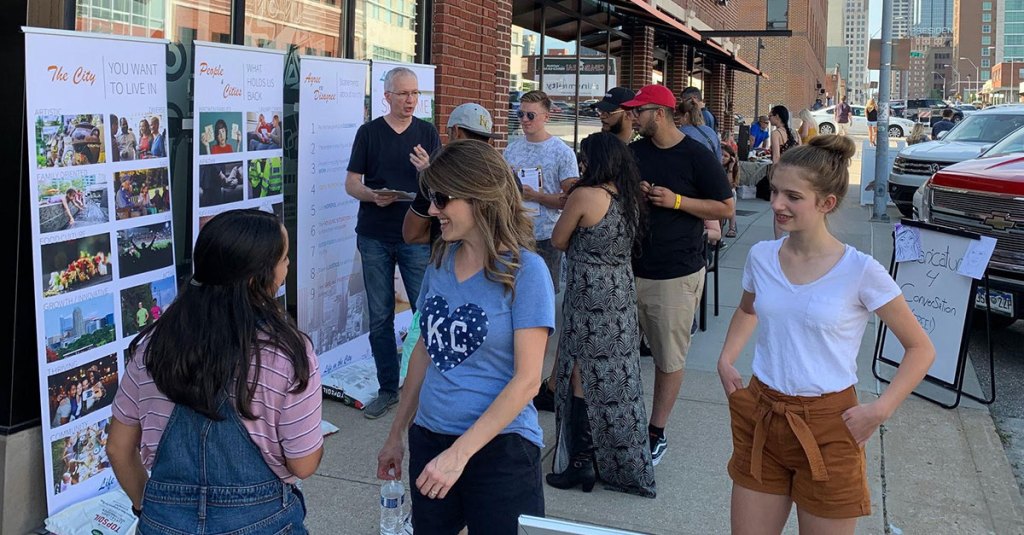 Gabor is involved in evangelism and church planting. Here he is with a group of students at a university campus.